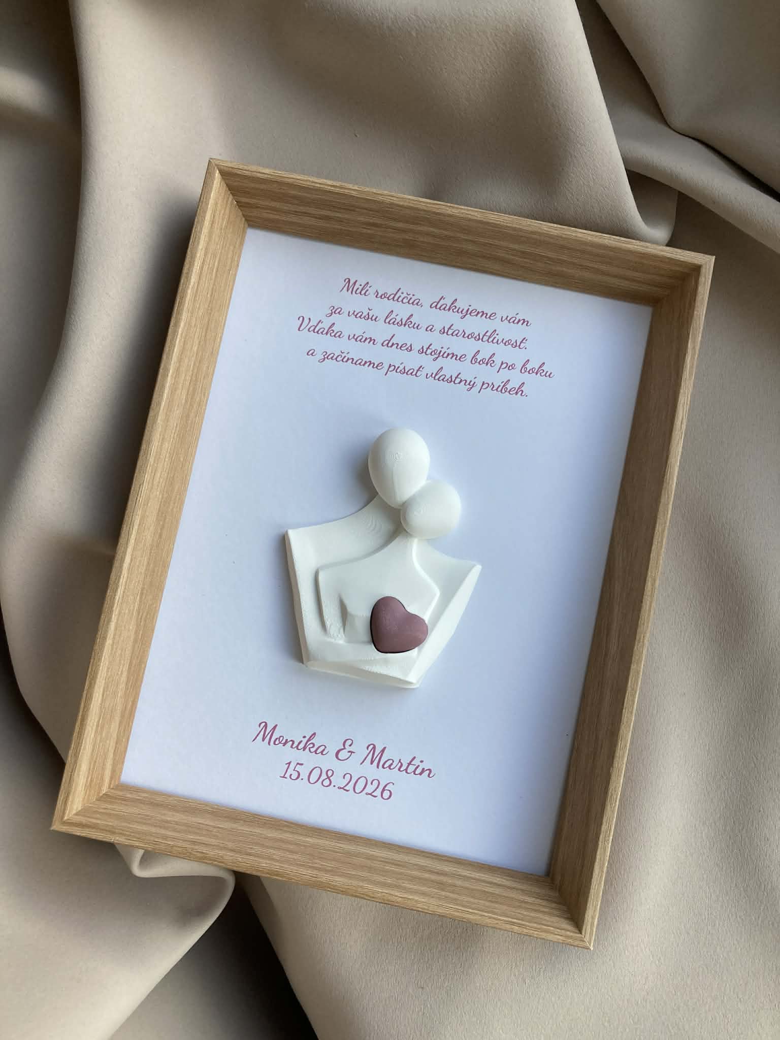 Personalizovaný 3D obraz – Poděkování rodičům ke svatbě | Dárek od nevěsty a ženicha | velikost A5
