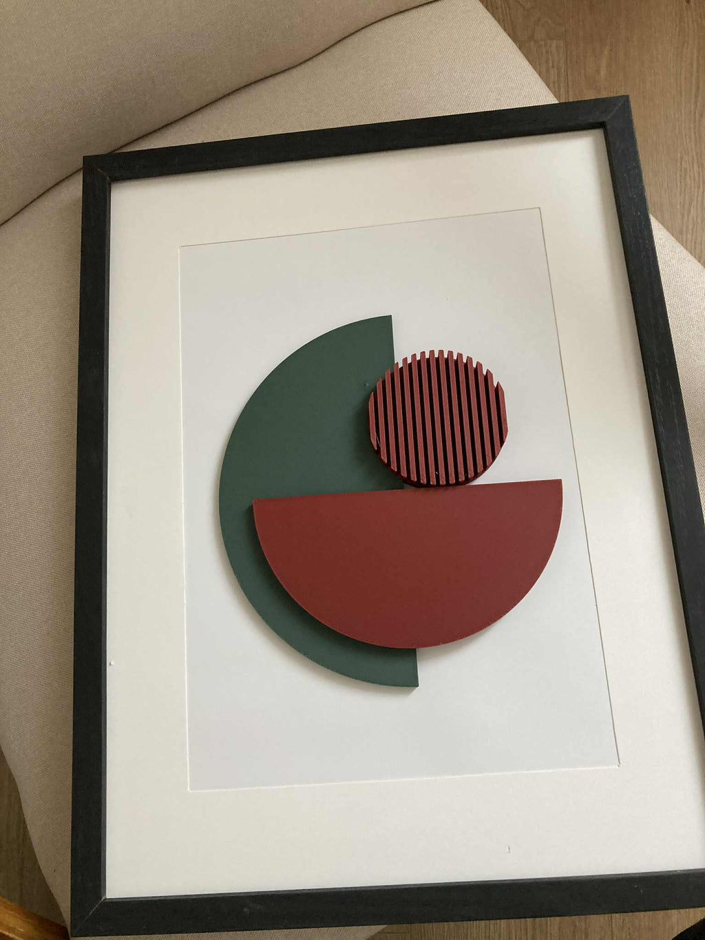3D abstraktní obraz na zeď 30×40 cm | Geometrická dekorace, ručně vyrobená, rámovaná – minimalistický styl