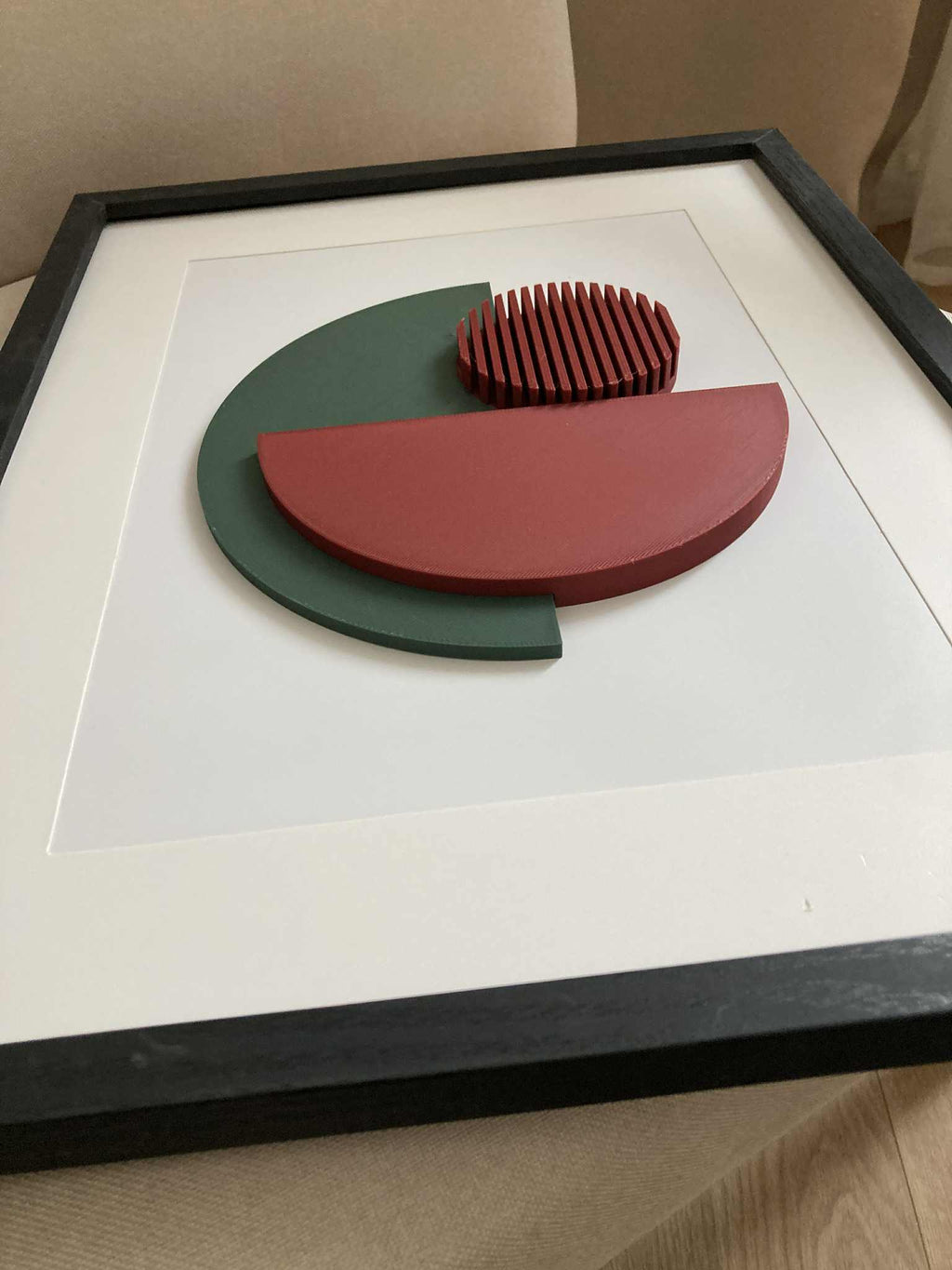 3D abstraktní obraz na zeď 30×40 cm | Geometrická dekorace, ručně vyrobená, rámovaná – minimalistický styl