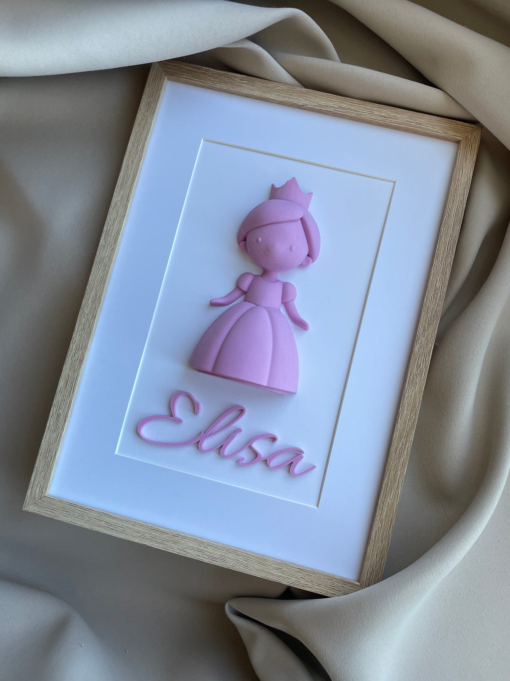 3D obraz Princezna se jménem dítěte – personalizovaný dárek A4 | výběr rámu a barvy