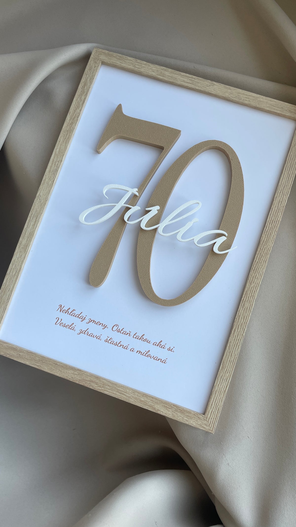 3D obrázek k výročí s číslem a jménem – personalizovaný dárek od 18 do 80 let