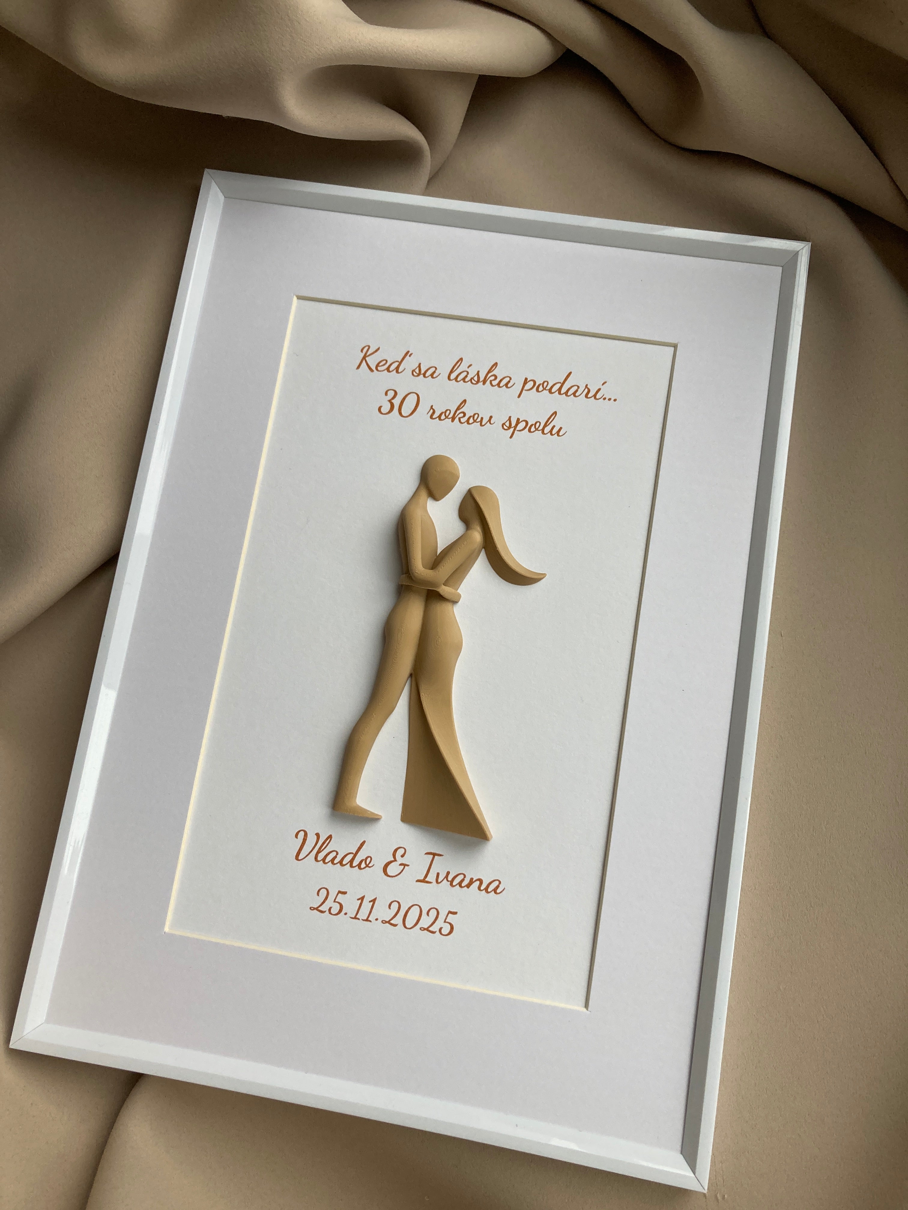 Personalizovaný 3D obraz pro páry | Dárek na svatbu, výročí, Valentýn | 21×30 cm