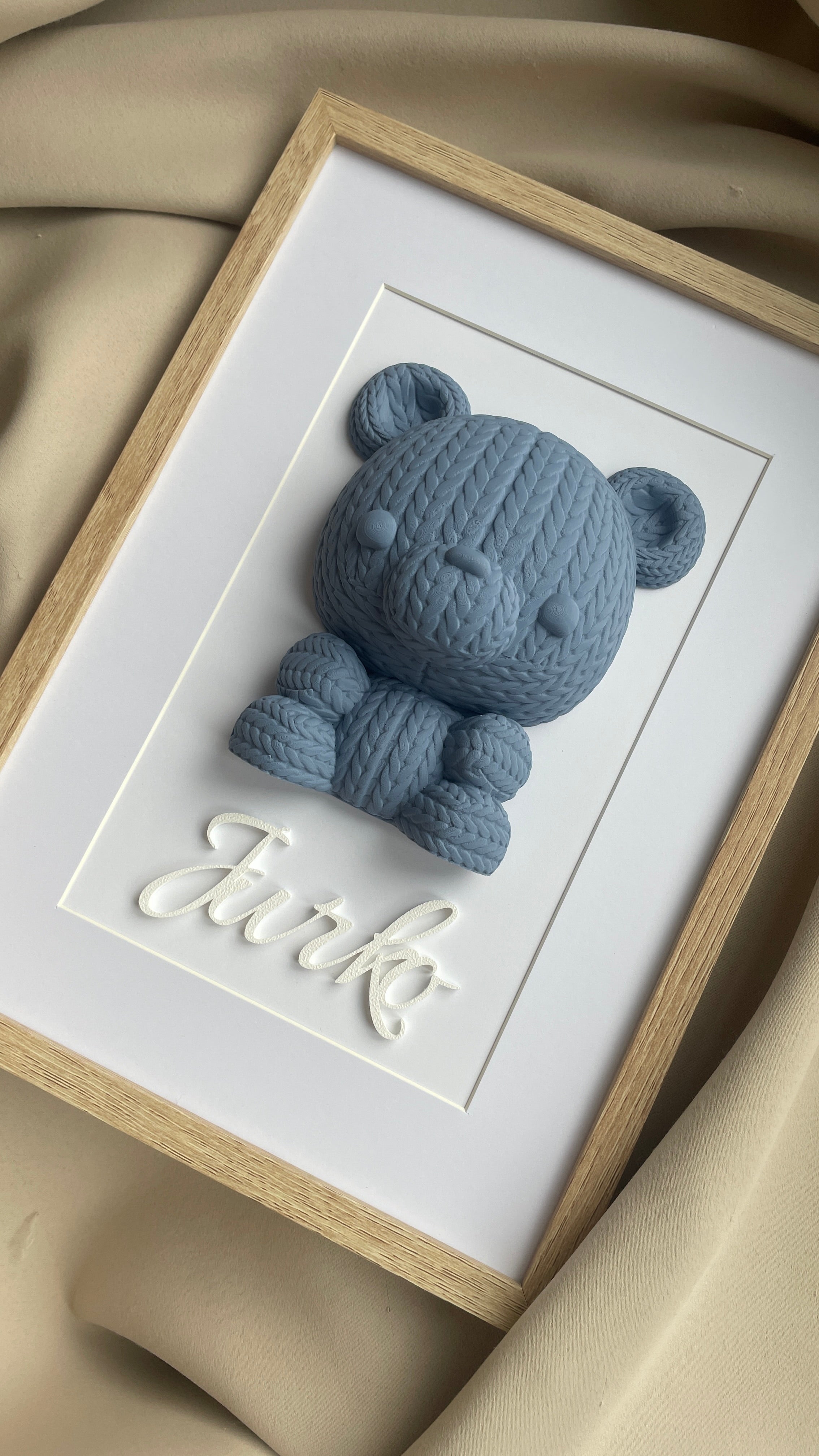 3D Rámeček Medvídek se Jménem | Personalizovaný Dárek pro Miminko