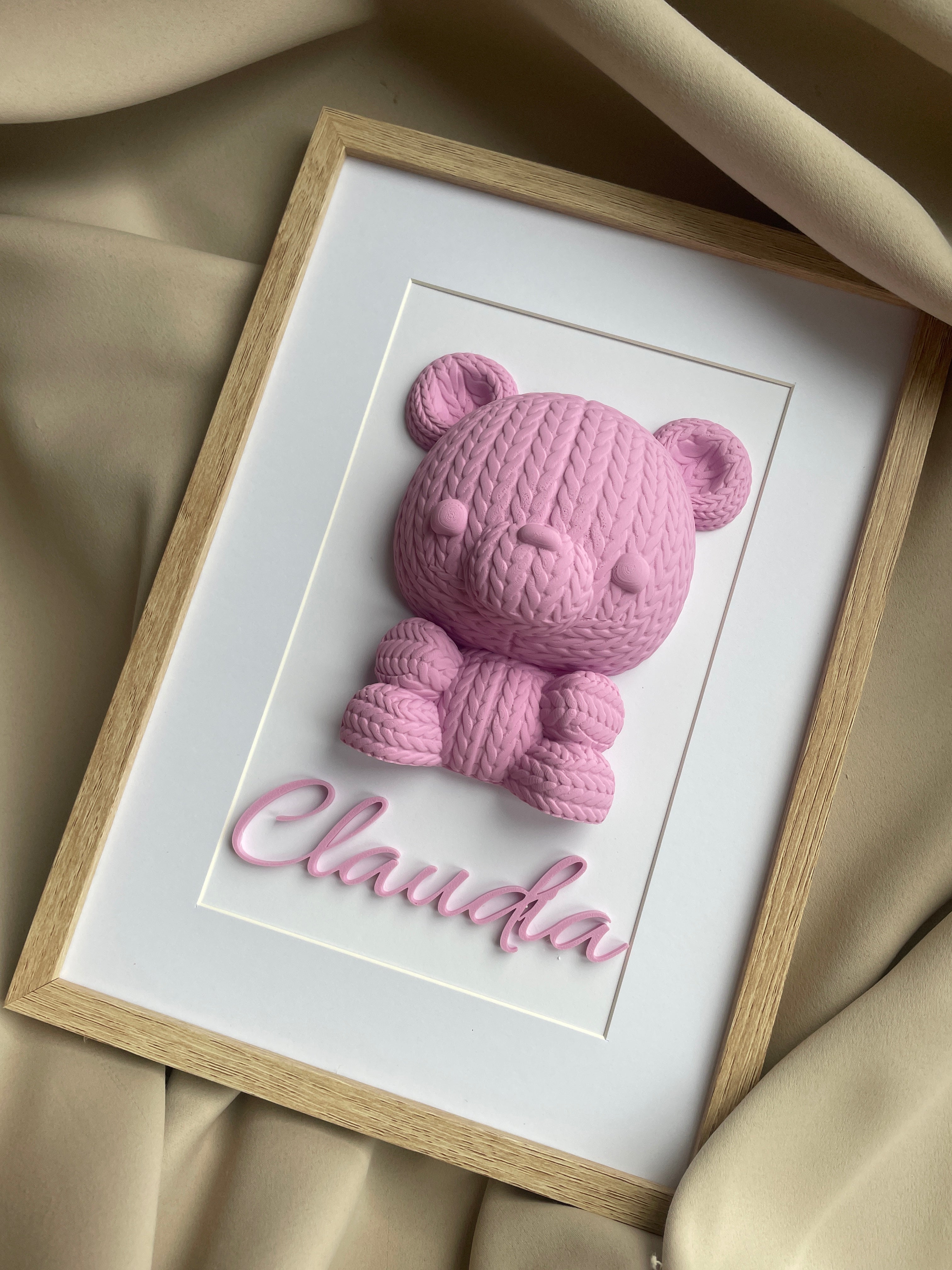 3D Rámeček Medvídek se Jménem | Personalizovaný Dárek pro Miminko