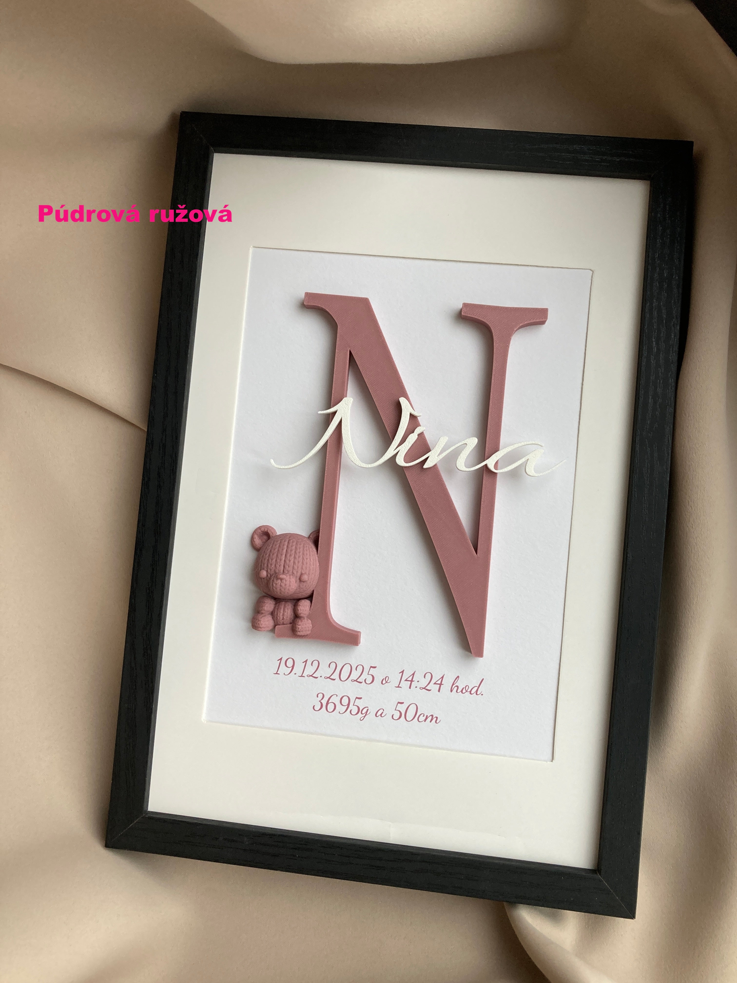 Personalizovaný obraz se jménem miminka – ideální dárek k narození nebo ke křtinám, 20 × 30 cm