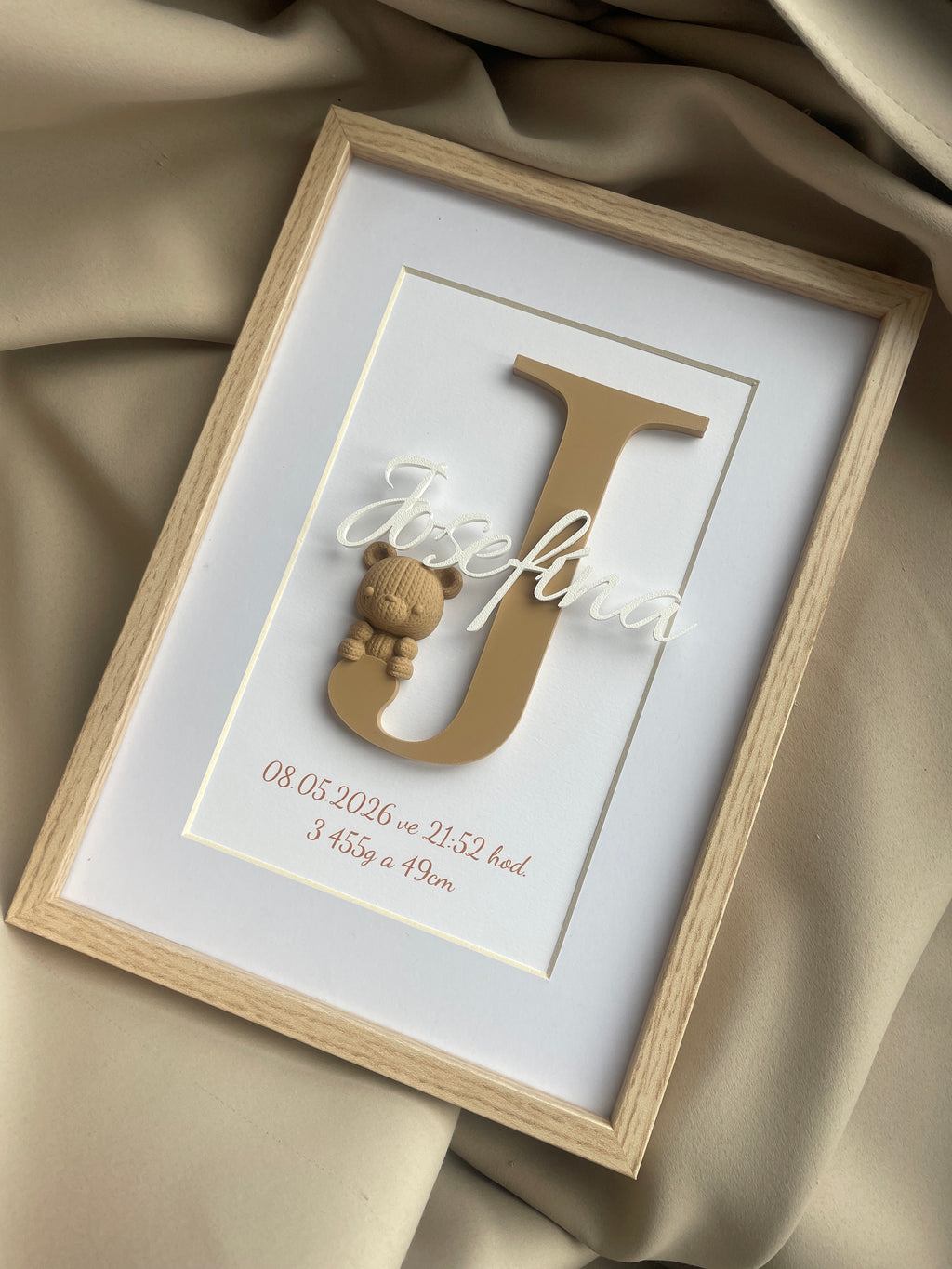 Personalizovaný obraz se jménem miminka – ideální dárek k narození nebo ke křtinám, 20 × 30 cm