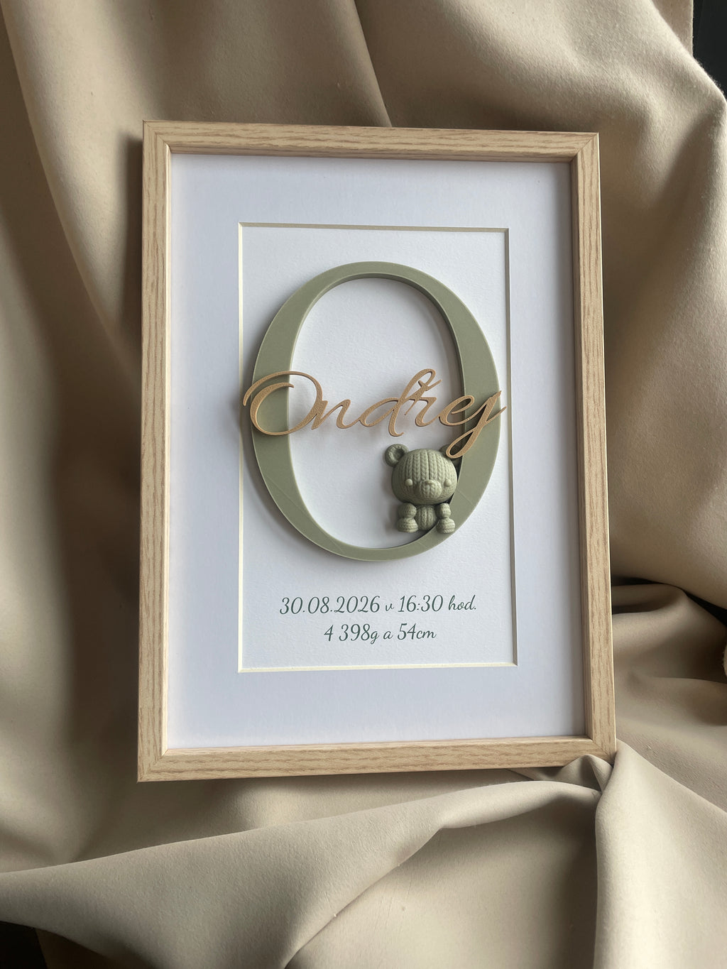 Personalizovaný obraz se jménem miminka – ideální dárek k narození nebo ke křtinám, 20 × 30 cm