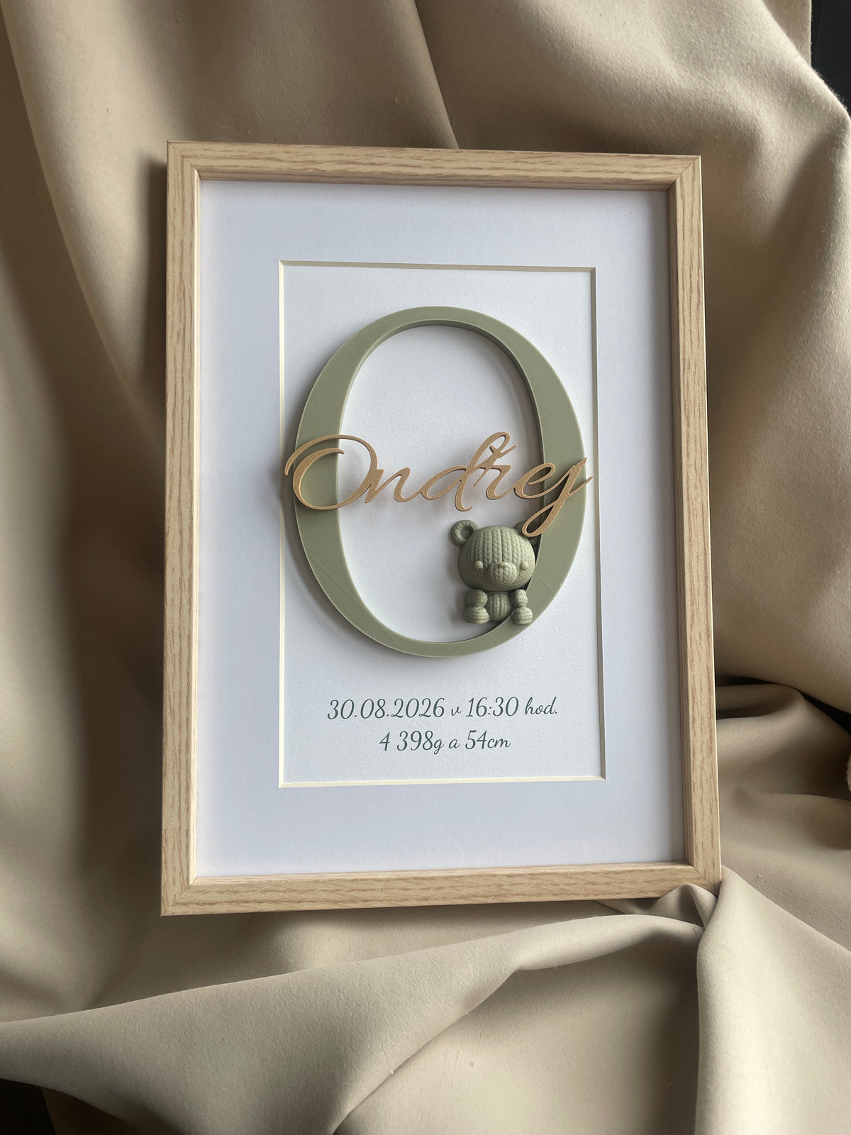 Personalizovaný obraz se jménem miminka – ideální dárek k narození nebo ke křtinám, 20 × 30 cm