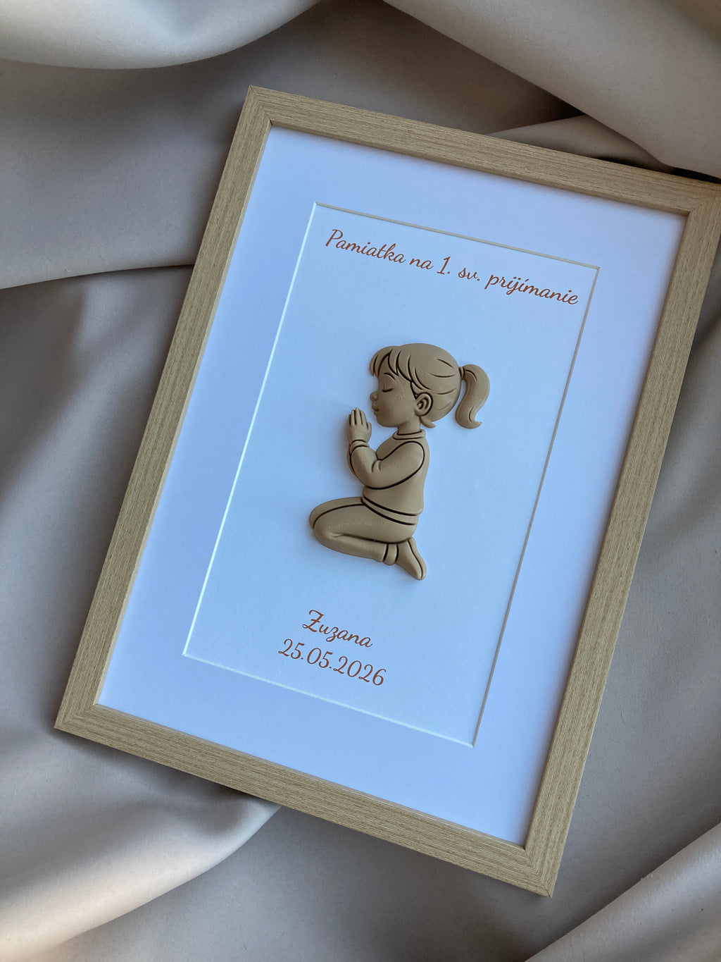 Personalizovaný 3D obraz k 1. svatému přijímání | Dárek pro holčičku i chlapečka | 21×30 cm