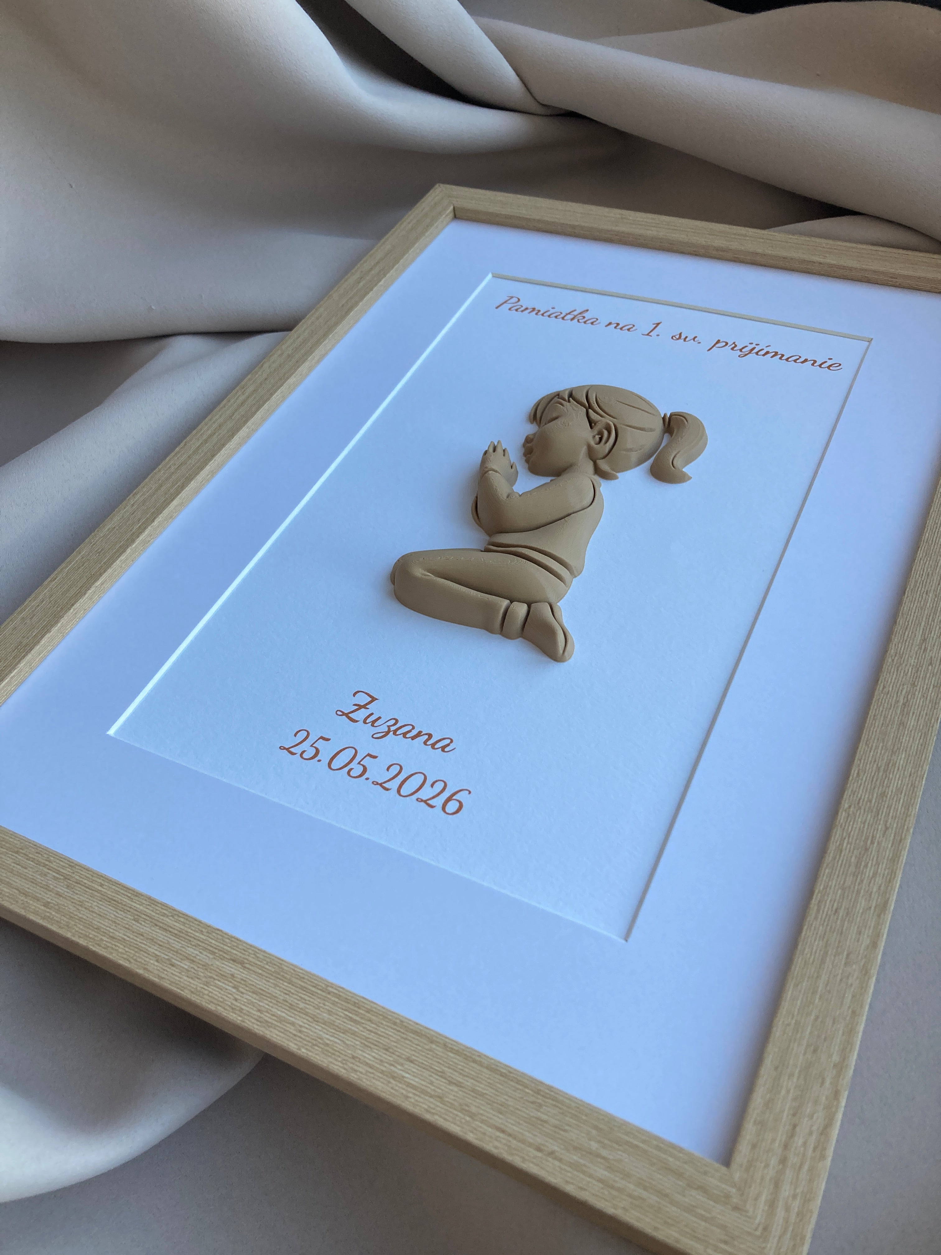 Personalizovaný 3D obraz k 1. svatému přijímání | Dárek pro holčičku i chlapečka | 21×30 cm
