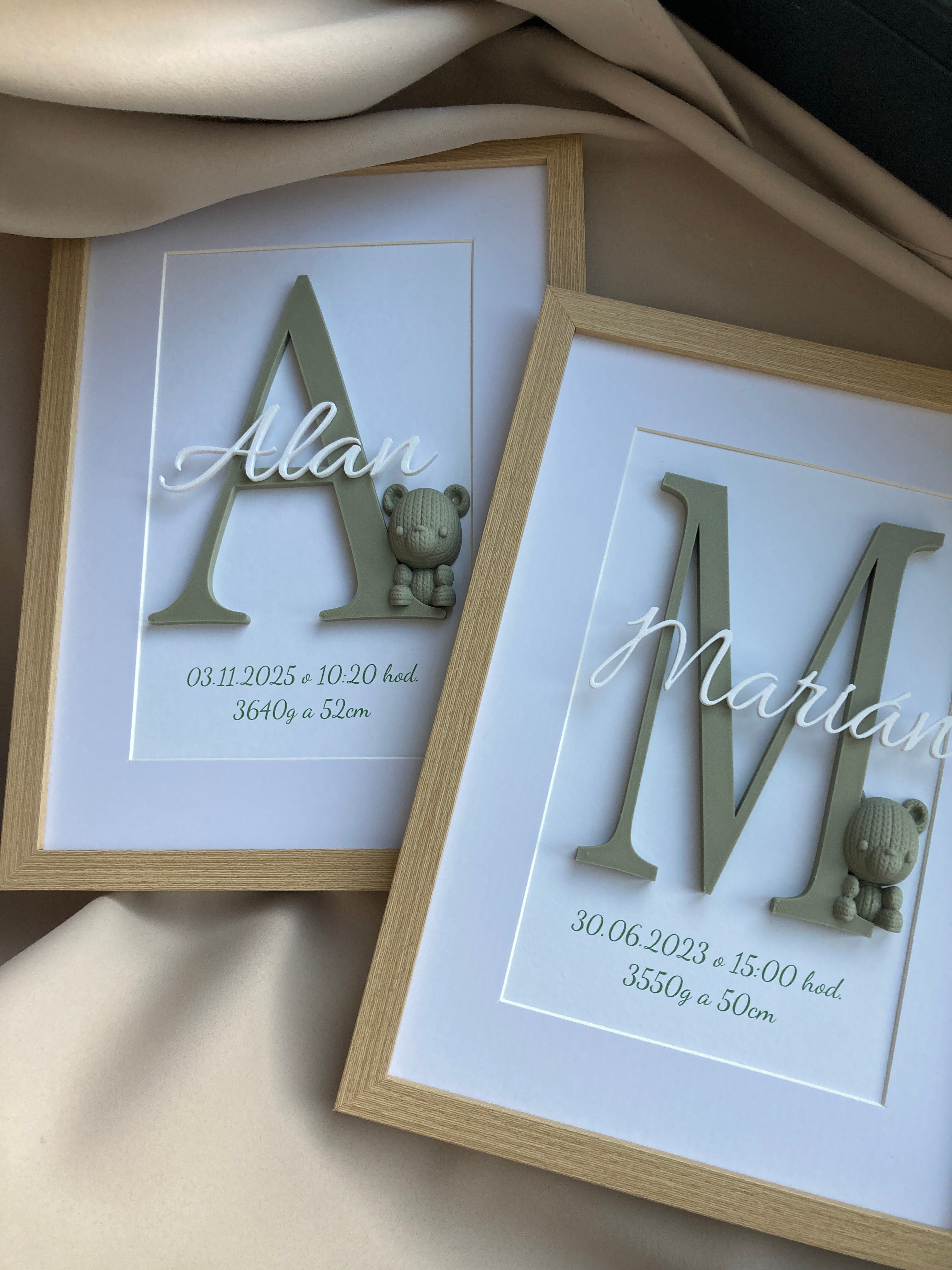 Personalizovaný obraz se jménem miminka – ideální dárek k narození nebo ke křtinám, 20 × 30 cm