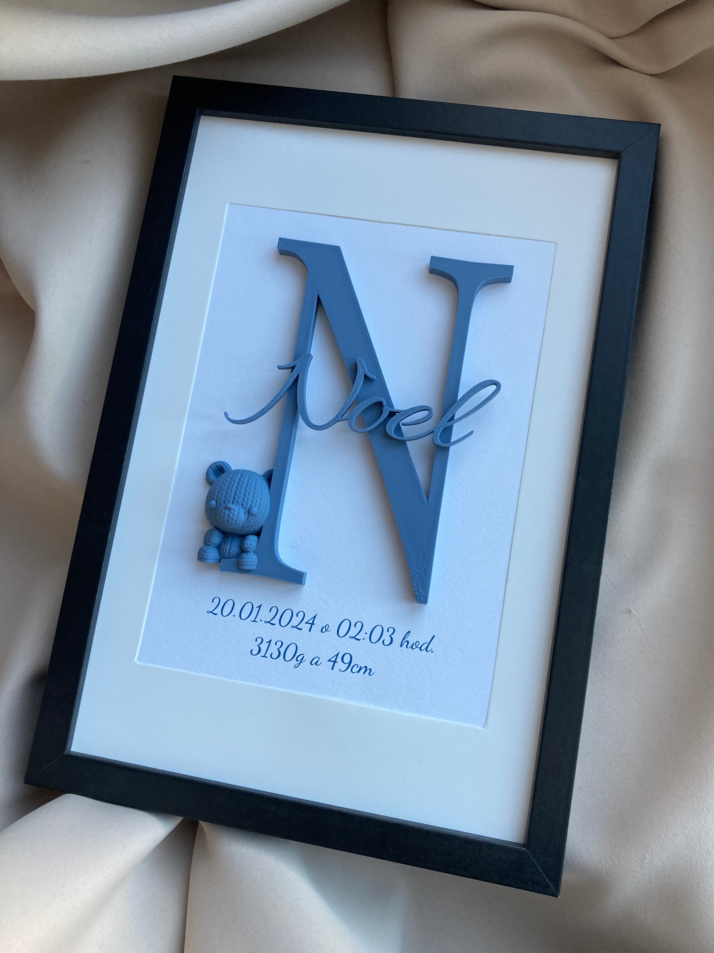 Personalizovaný obraz se jménem miminka – ideální dárek k narození nebo ke křtinám, 20 × 30 cm