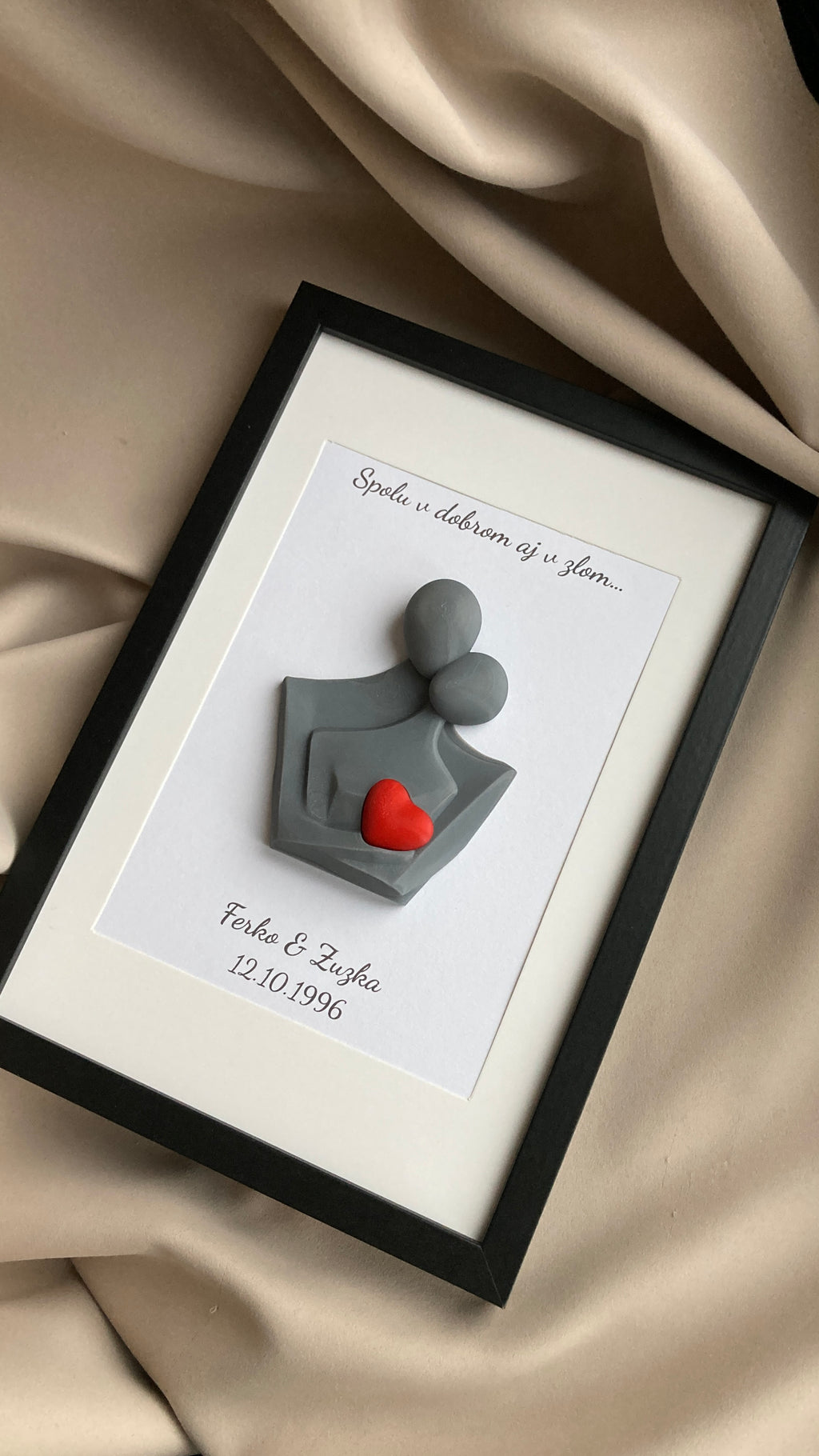 Personalizovaný 3D obraz se srdíčkem | Dárek na svatbu, výročí, Valentýn | 21×30 cm