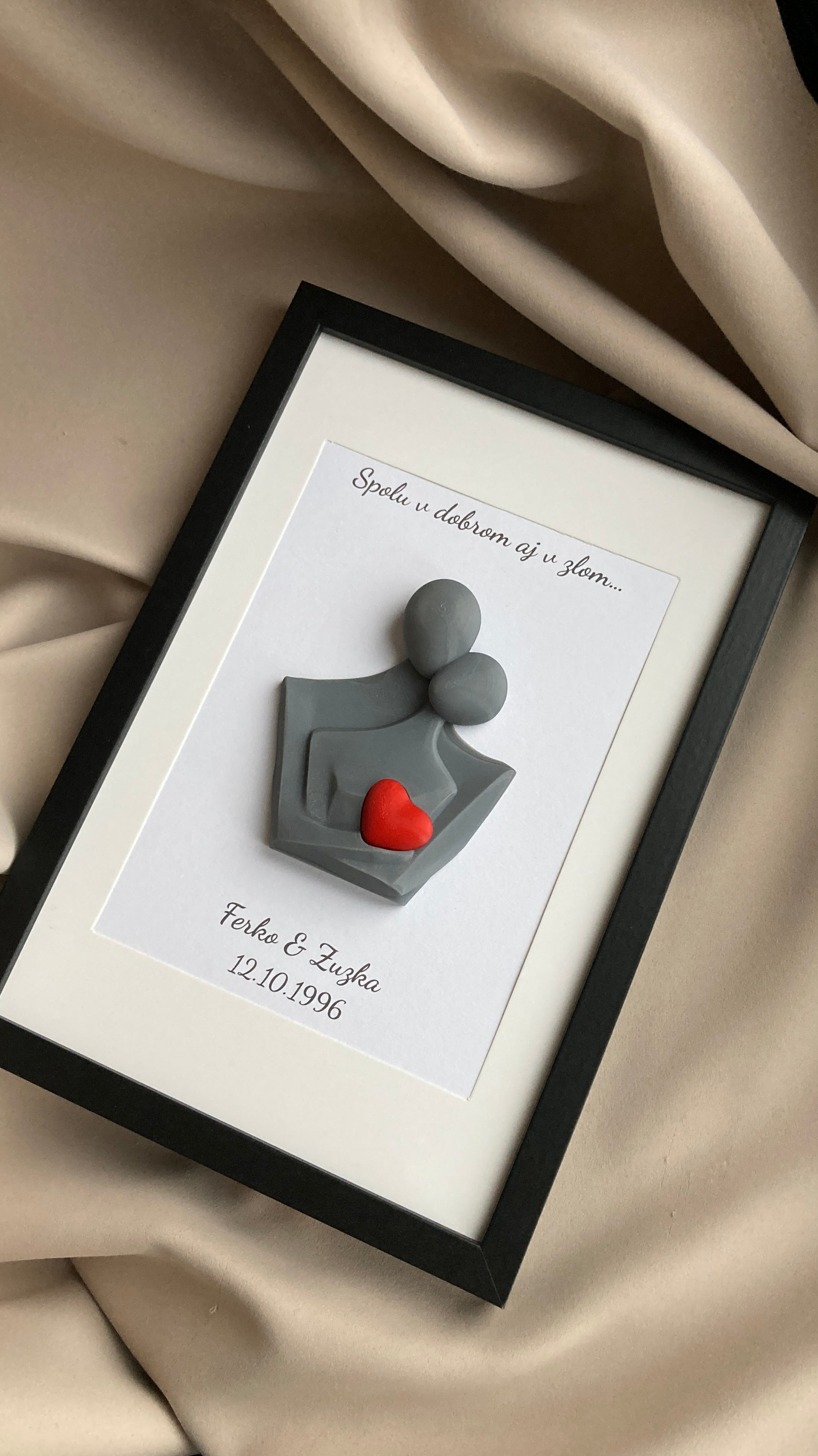 Personalizovaný 3D obraz se srdíčkem | Dárek na svatbu, výročí, Valentýn | 21×30 cm
