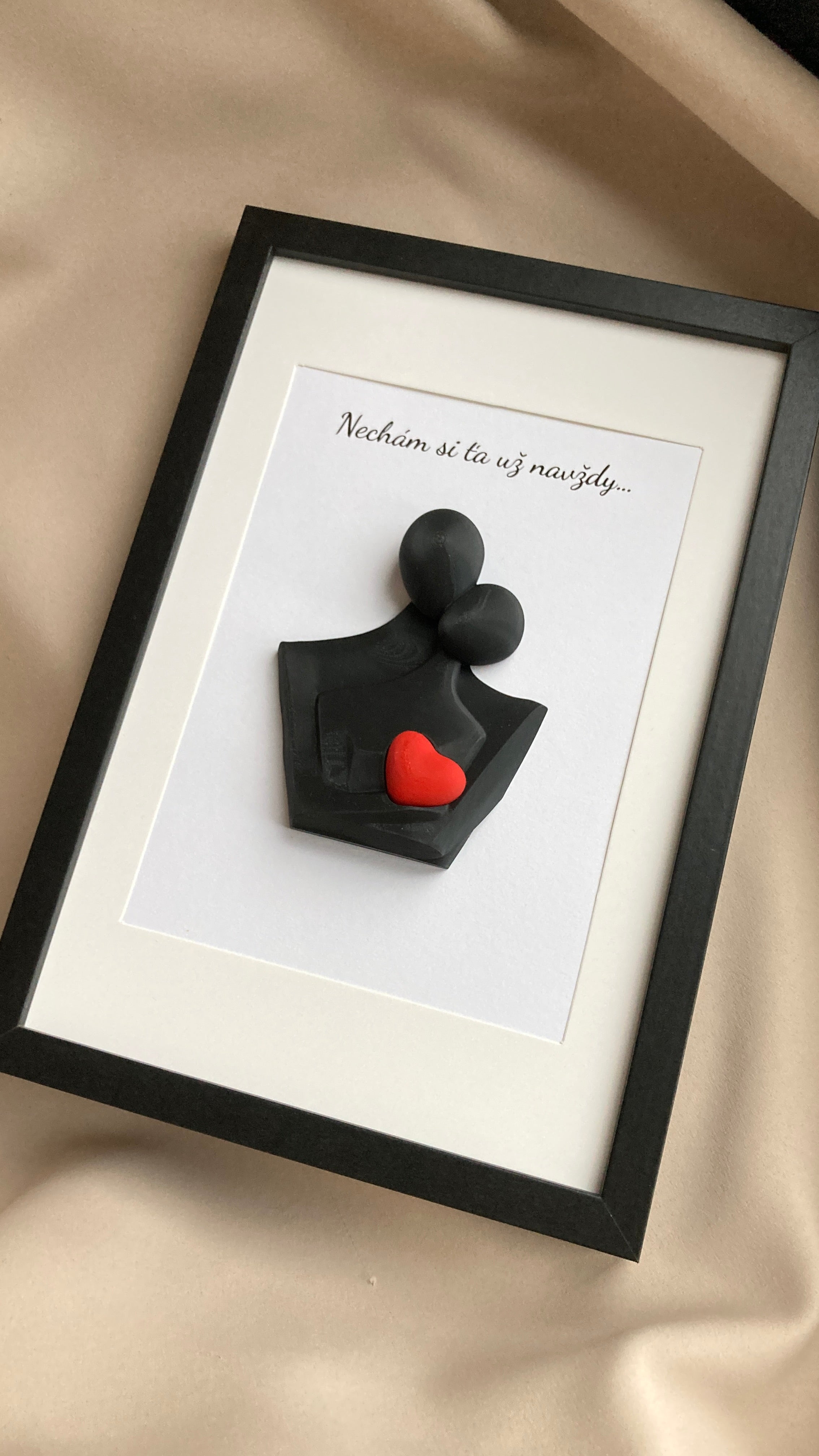 Personalizovaný 3D obraz se srdíčkem | Dárek na svatbu, výročí, Valentýn | 21×30 cm