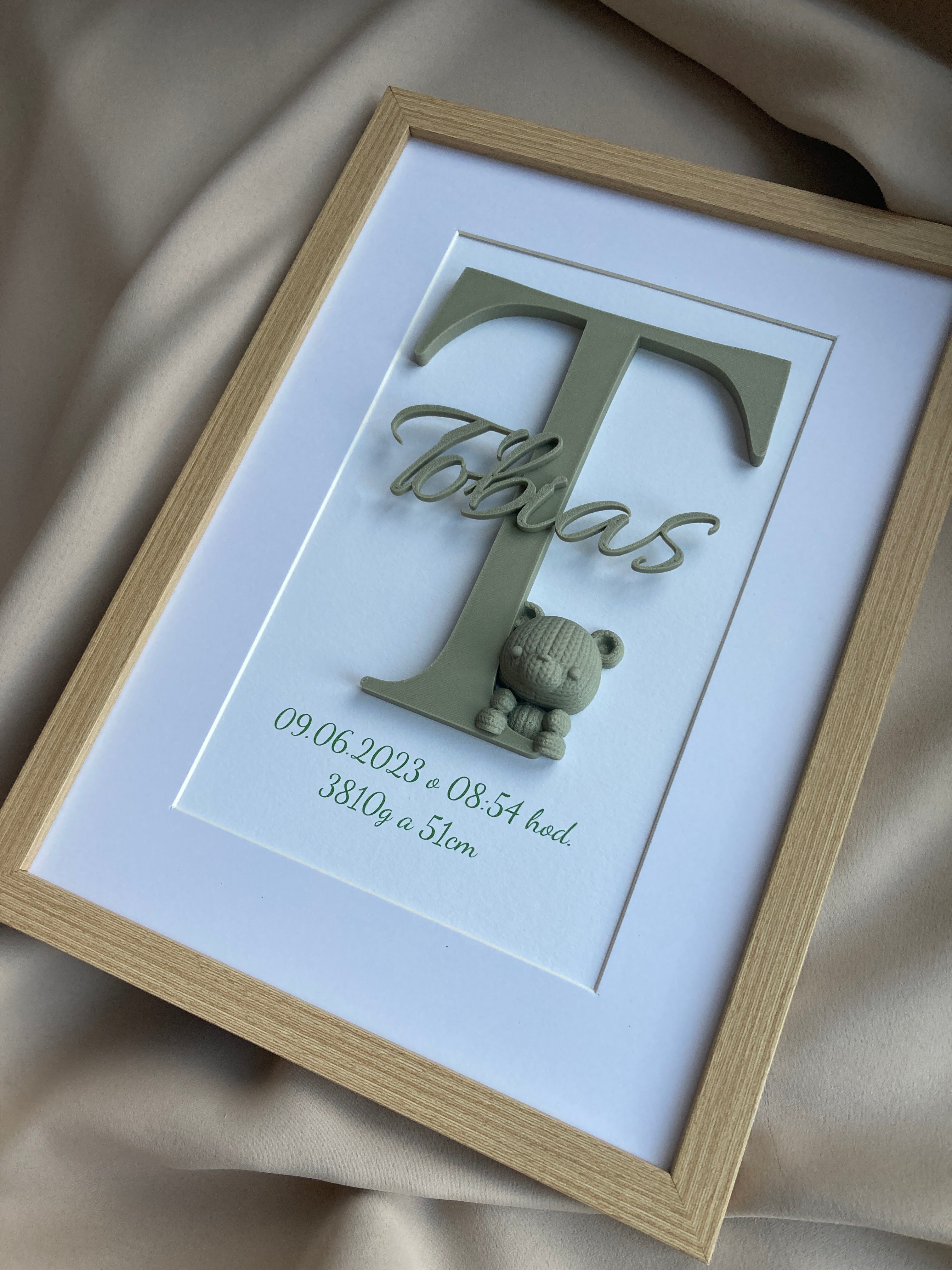 Personalizovaný obraz se jménem miminka – ideální dárek k narození nebo ke křtinám, 20 × 30 cm