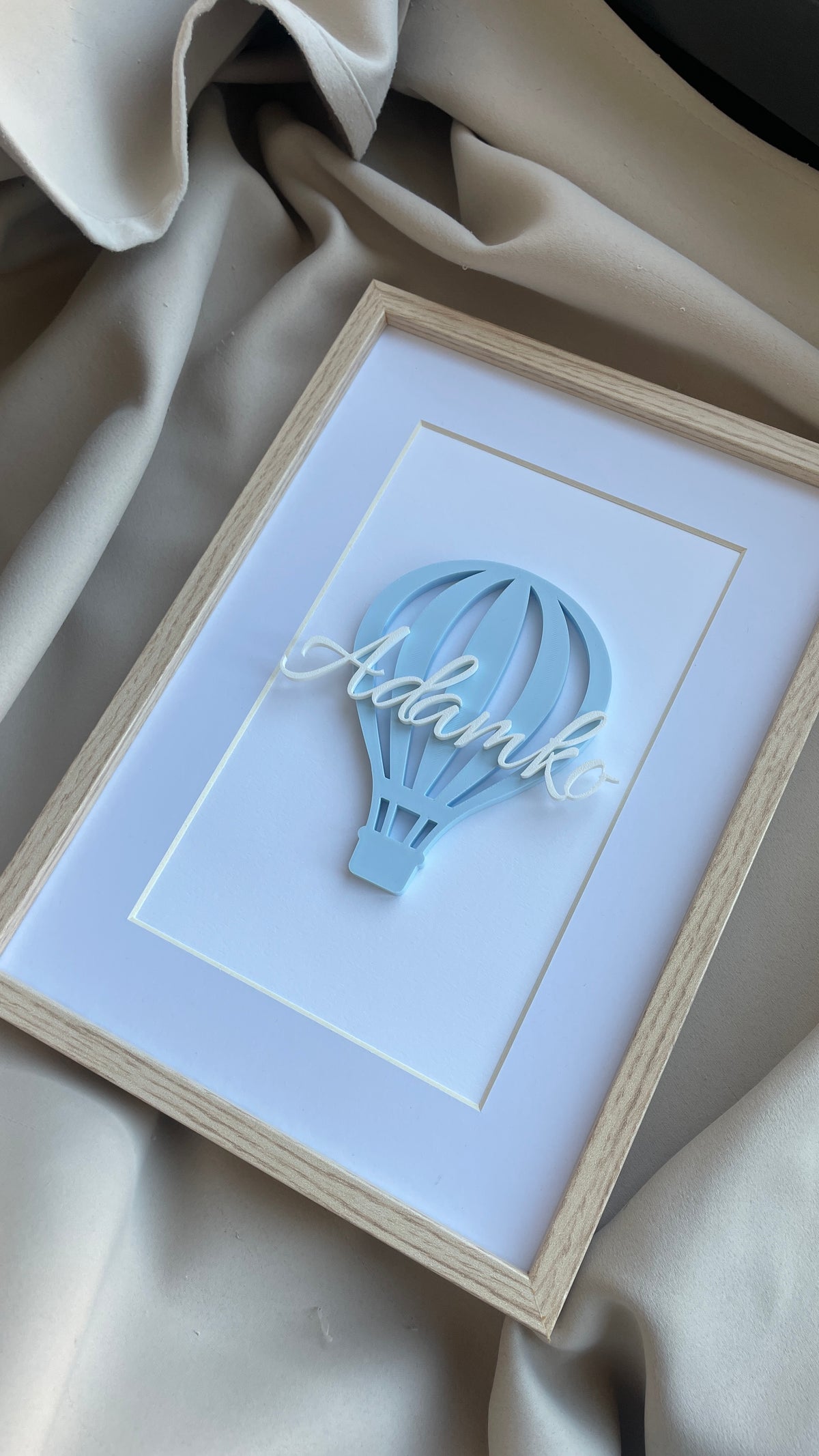 3D obraz s balónkem a jménem – personalizovaný dárek k narození miminka