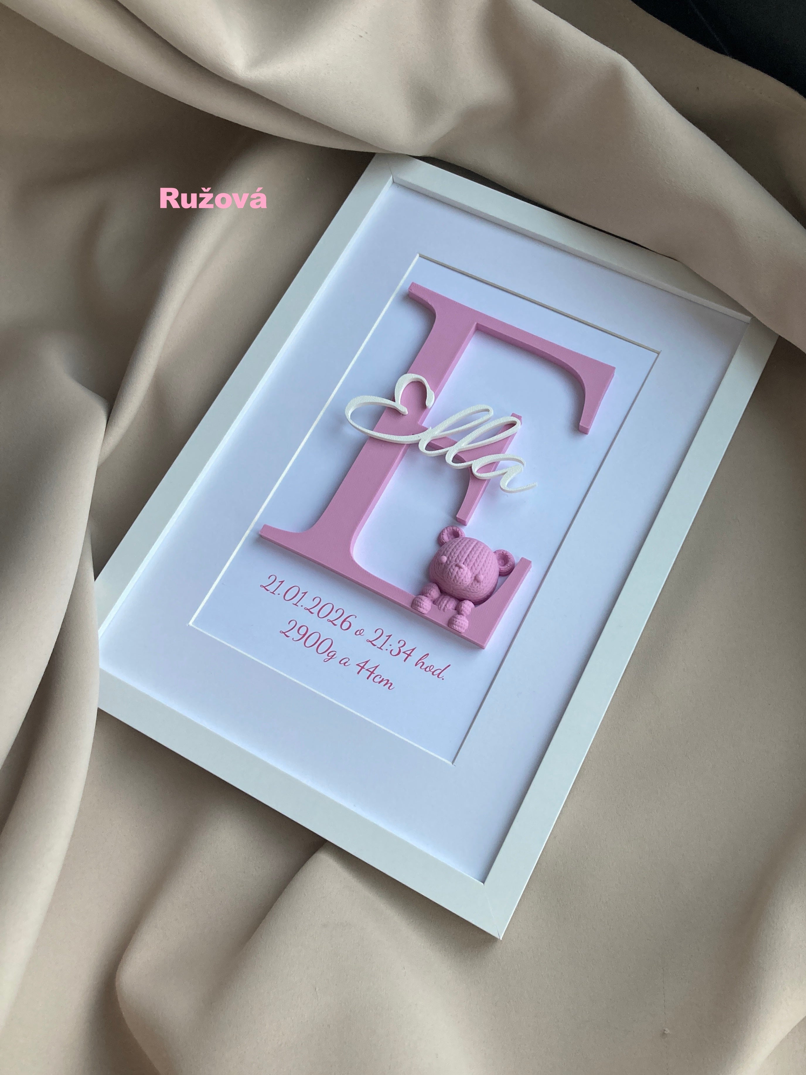 Personalizovaný obraz se jménem miminka – ideální dárek k narození nebo ke křtinám, 20 × 30 cm