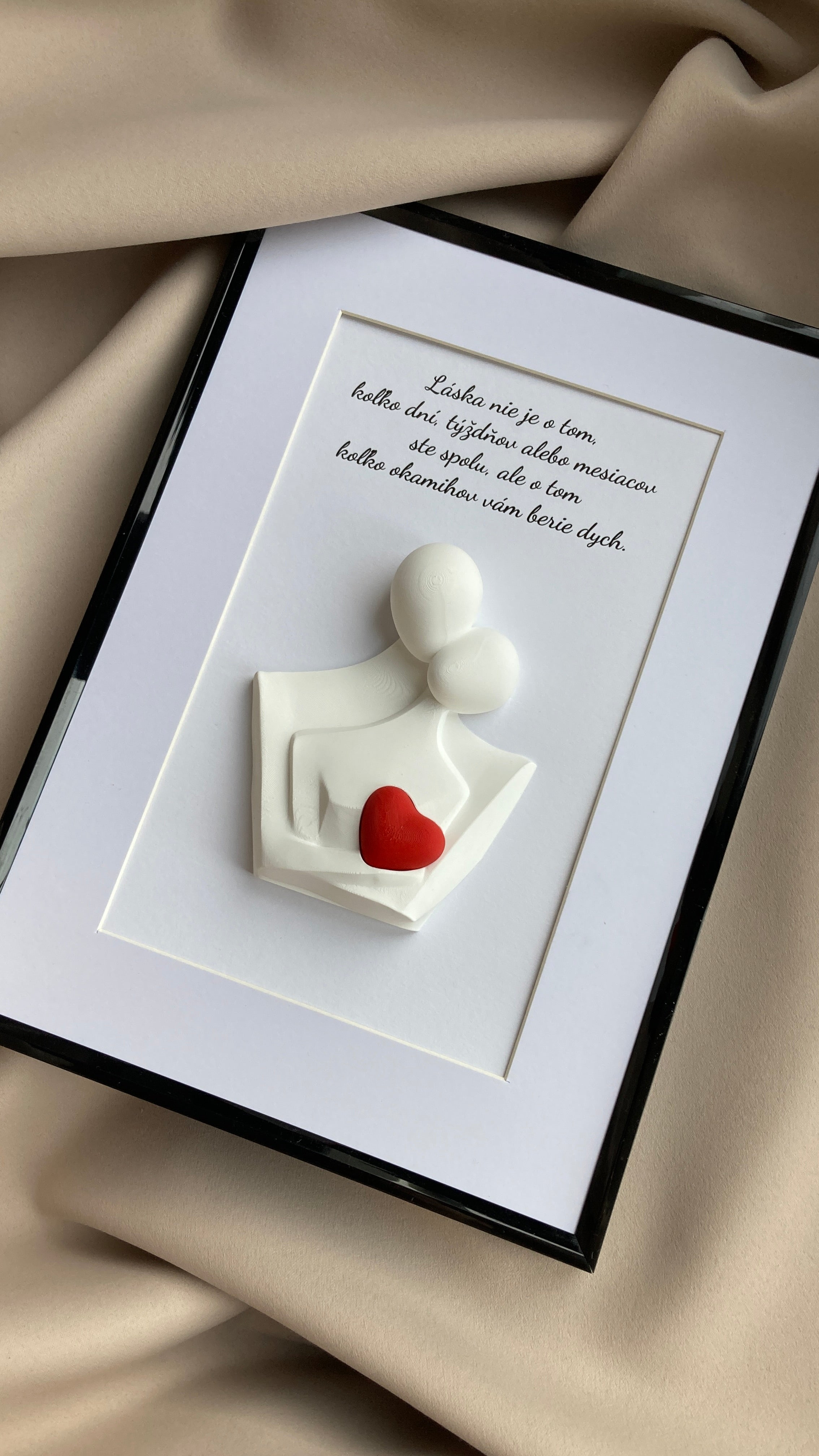 Personalizovaný 3D obraz se srdíčkem | Dárek na svatbu, výročí, Valentýn | 21×30 cm