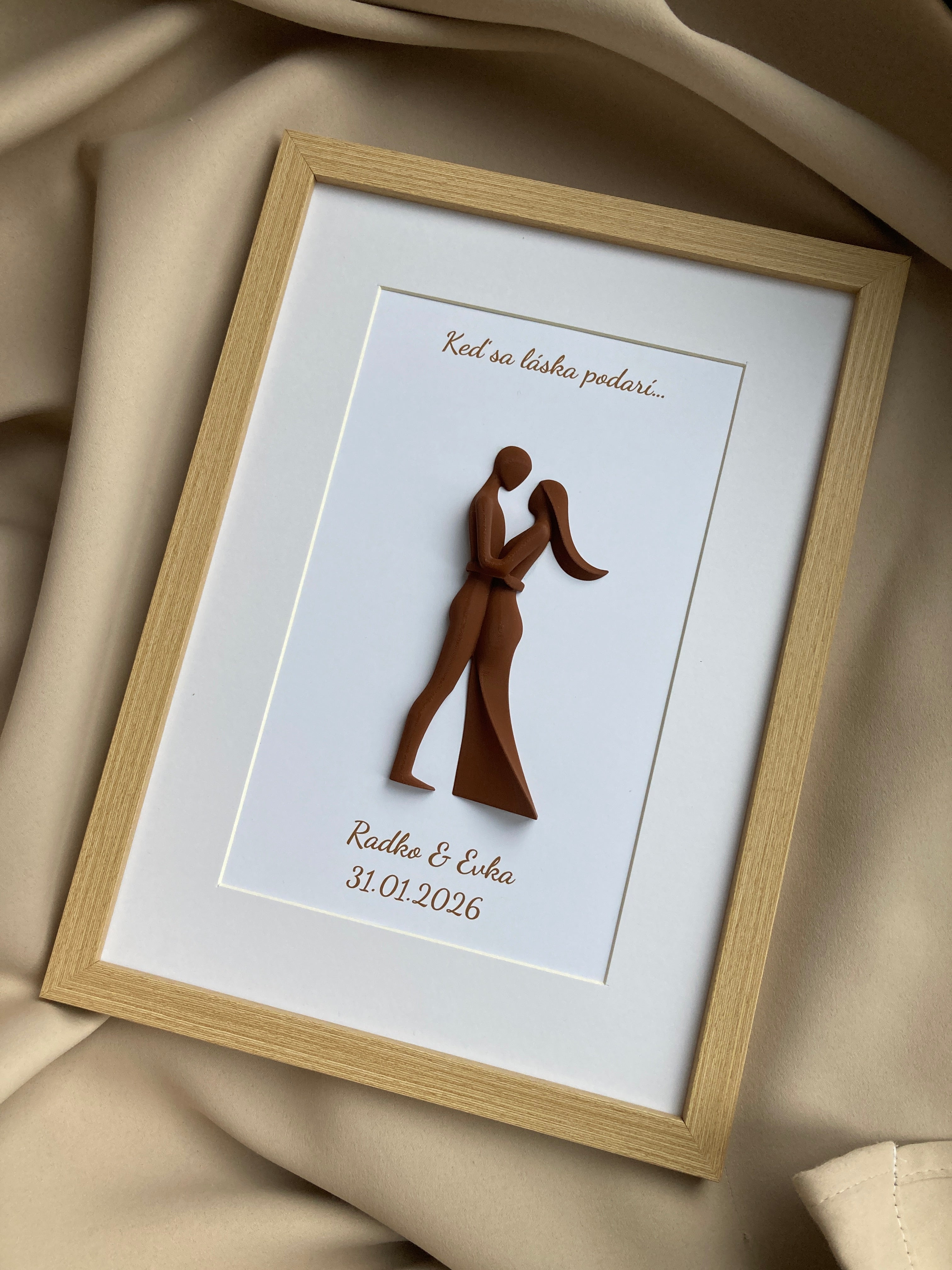 Personalizovaný 3D obraz pro páry | Dárek na svatbu, výročí, Valentýn | 21×30 cm