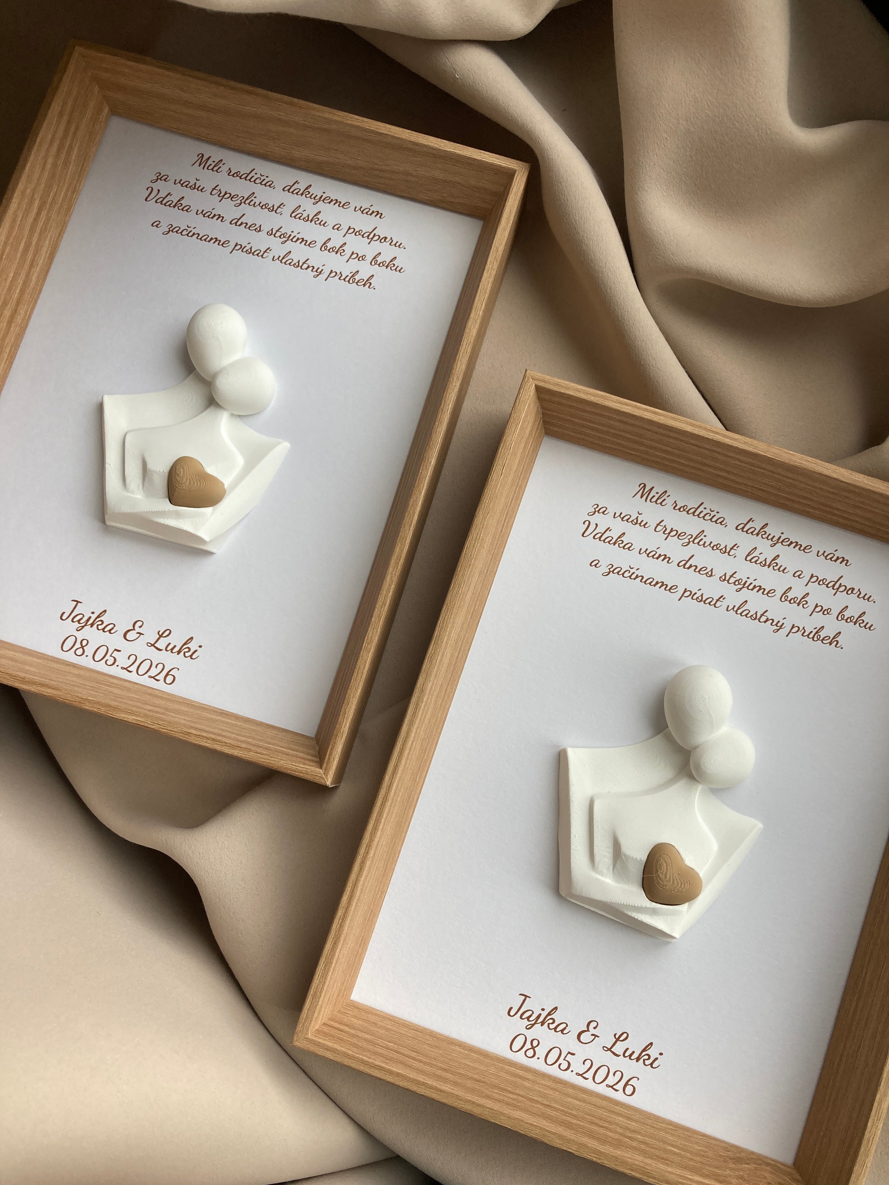 Personalizovaný 3D obraz – Poděkování rodičům ke svatbě | Dárek od nevěsty a ženicha | velikost A5