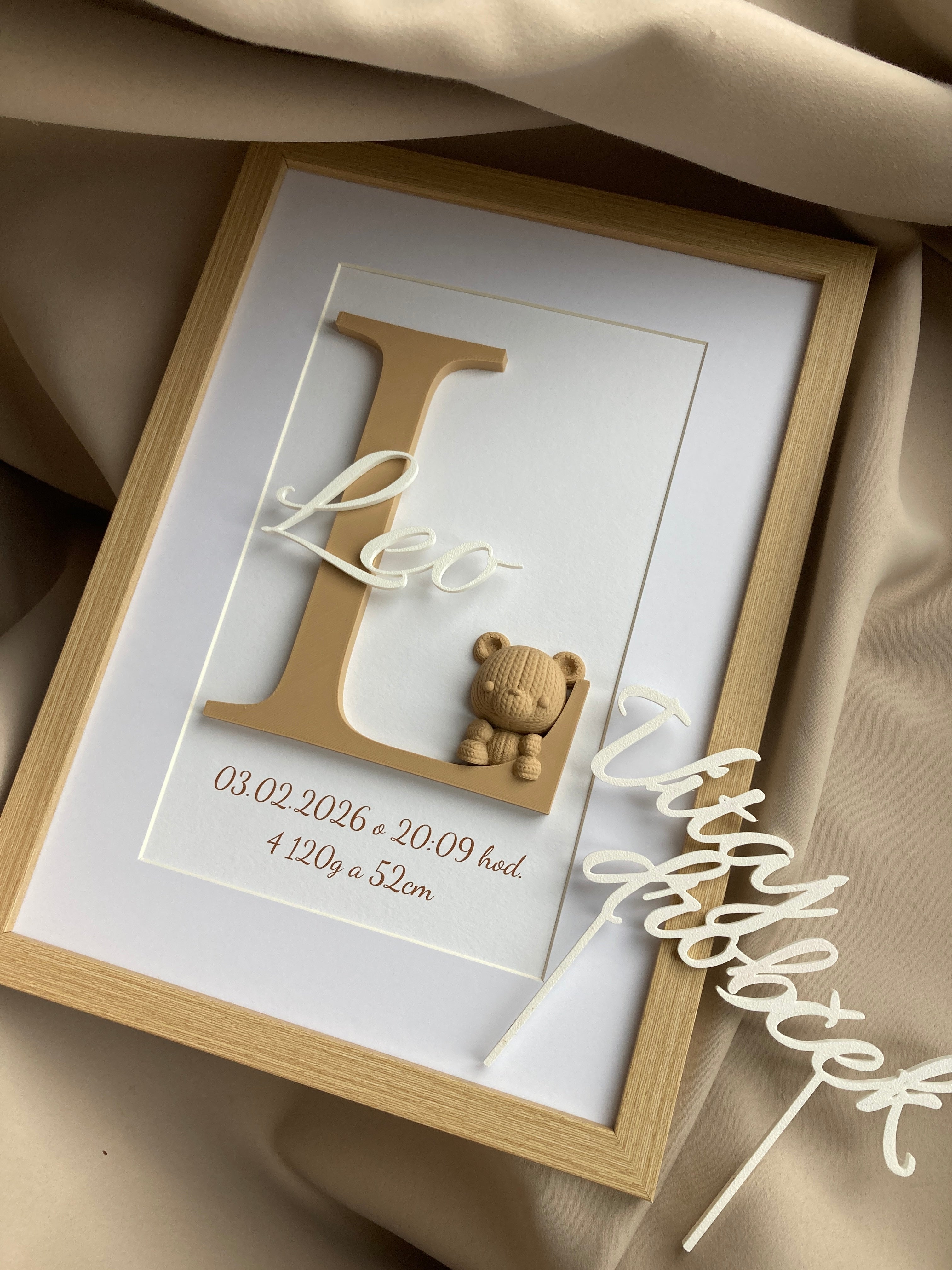 Personalizovaný obraz se jménem miminka – ideální dárek k narození nebo ke křtinám, 20 × 30 cm