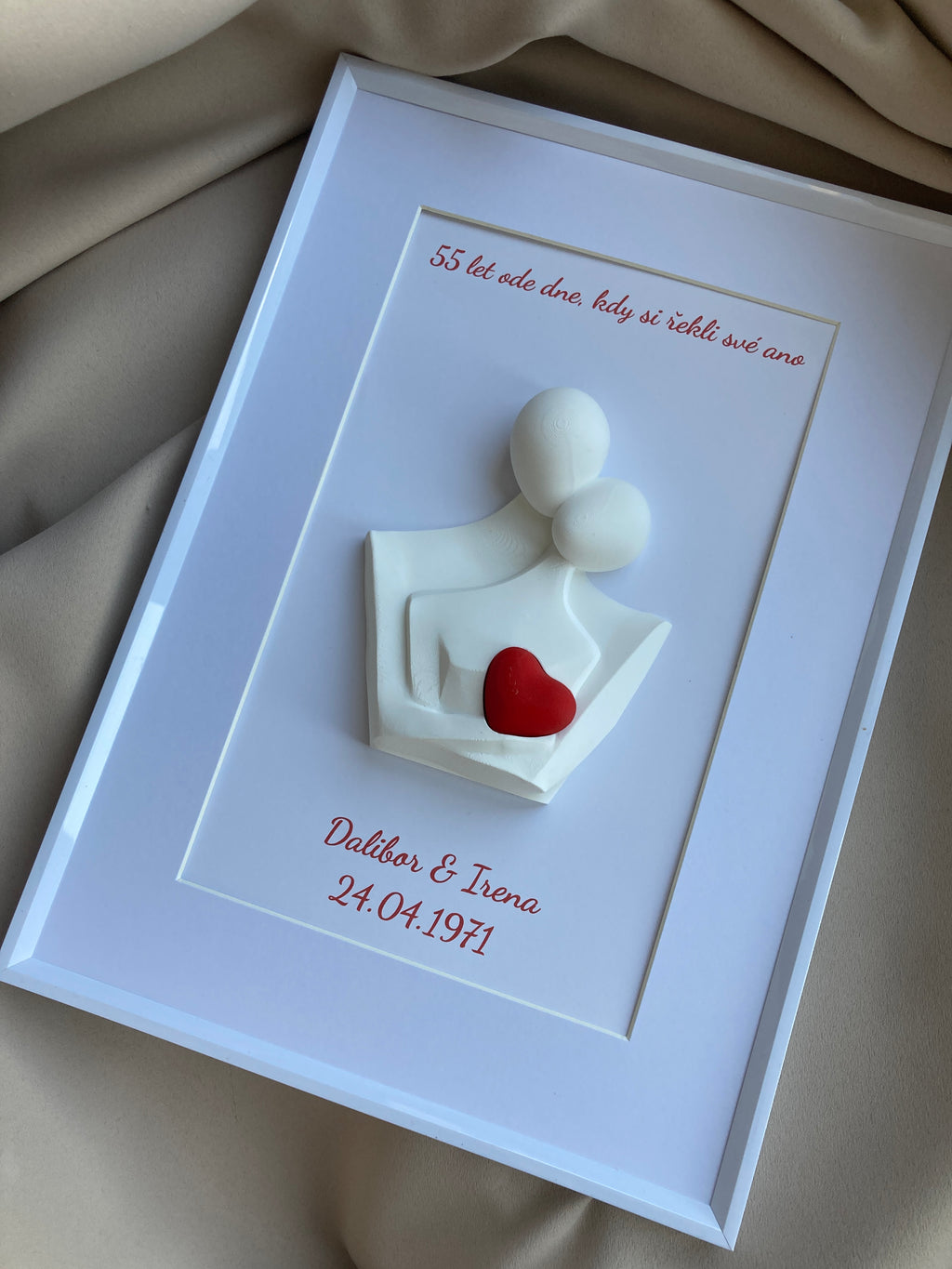 Personalizovaný 3D obraz se srdíčkem | Dárek na svatbu, výročí, Valentýn | 21×30 cm