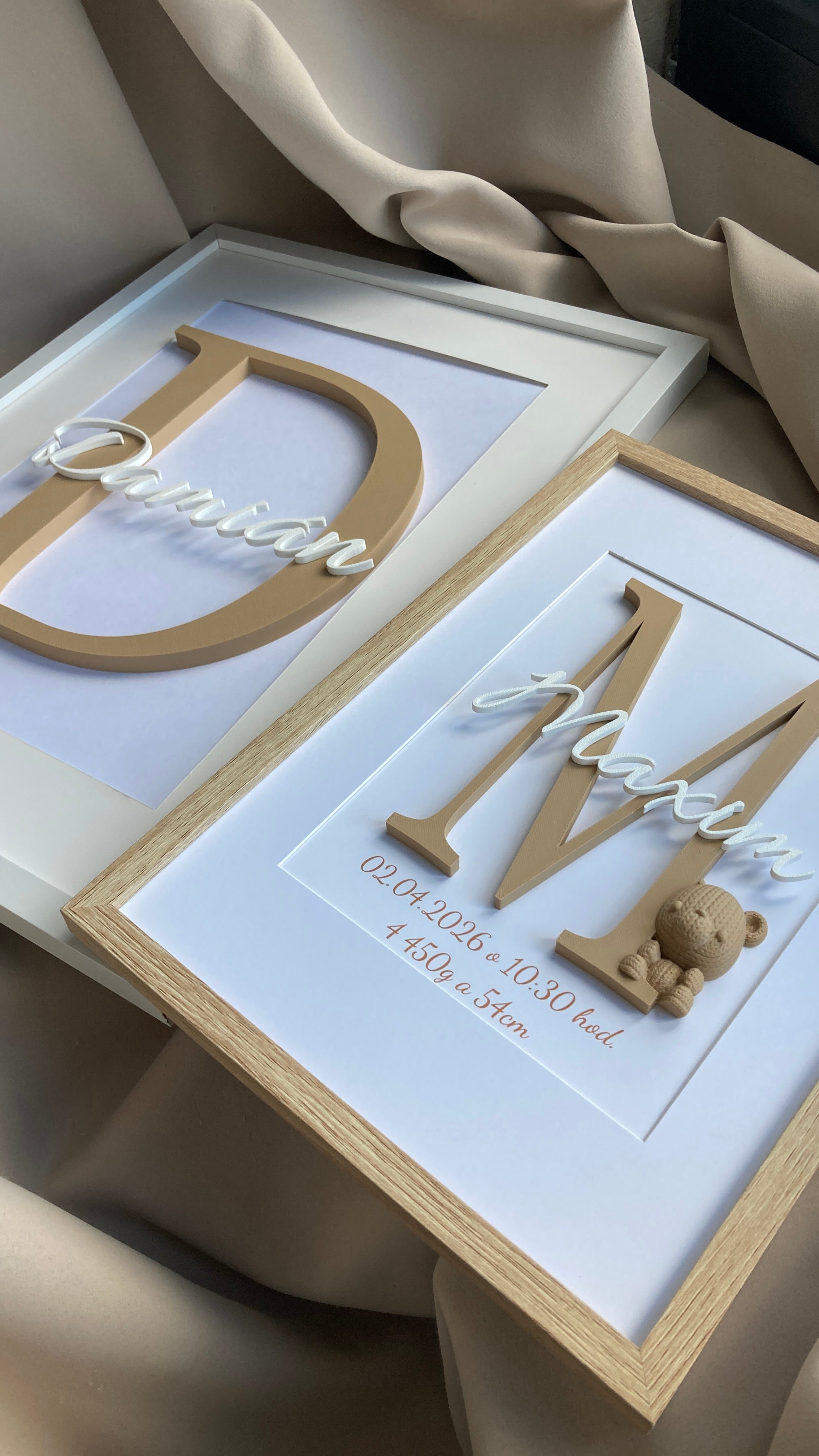 Personalizovaný 3D obraz s menom a iniciálou 30×40 cm – darček na mieru