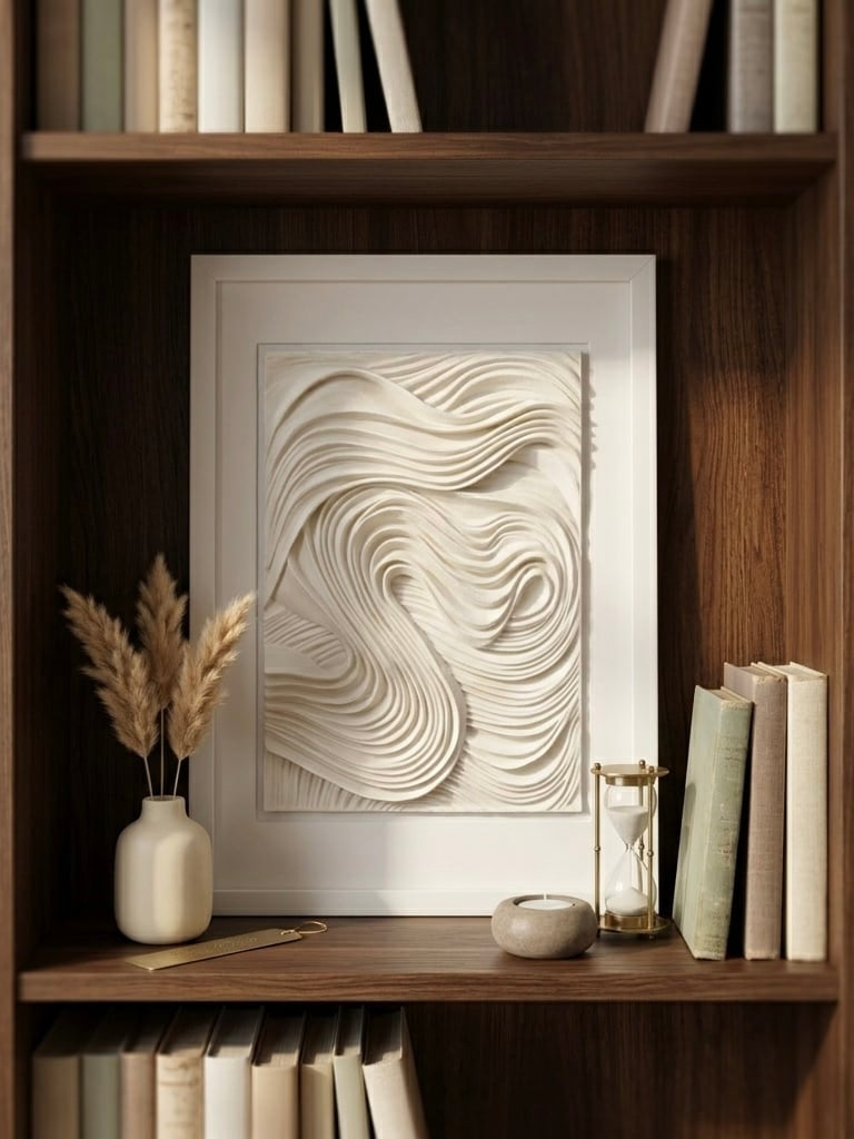 Moderní 3D abstraktní obraz – vlny, dekorace na zeď 20 × 30 cm